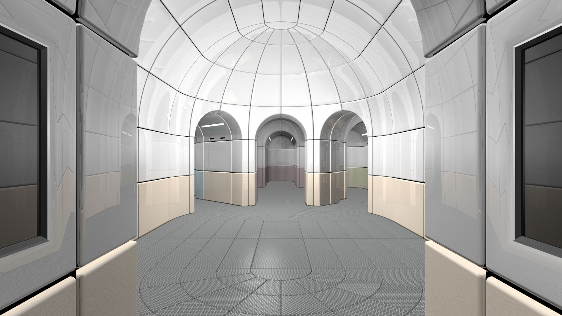 Close up exterior black ribbed Hercules Structure