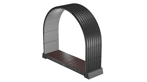 Black ribbed underground Hercules Structure 16’ Dome Extension Module